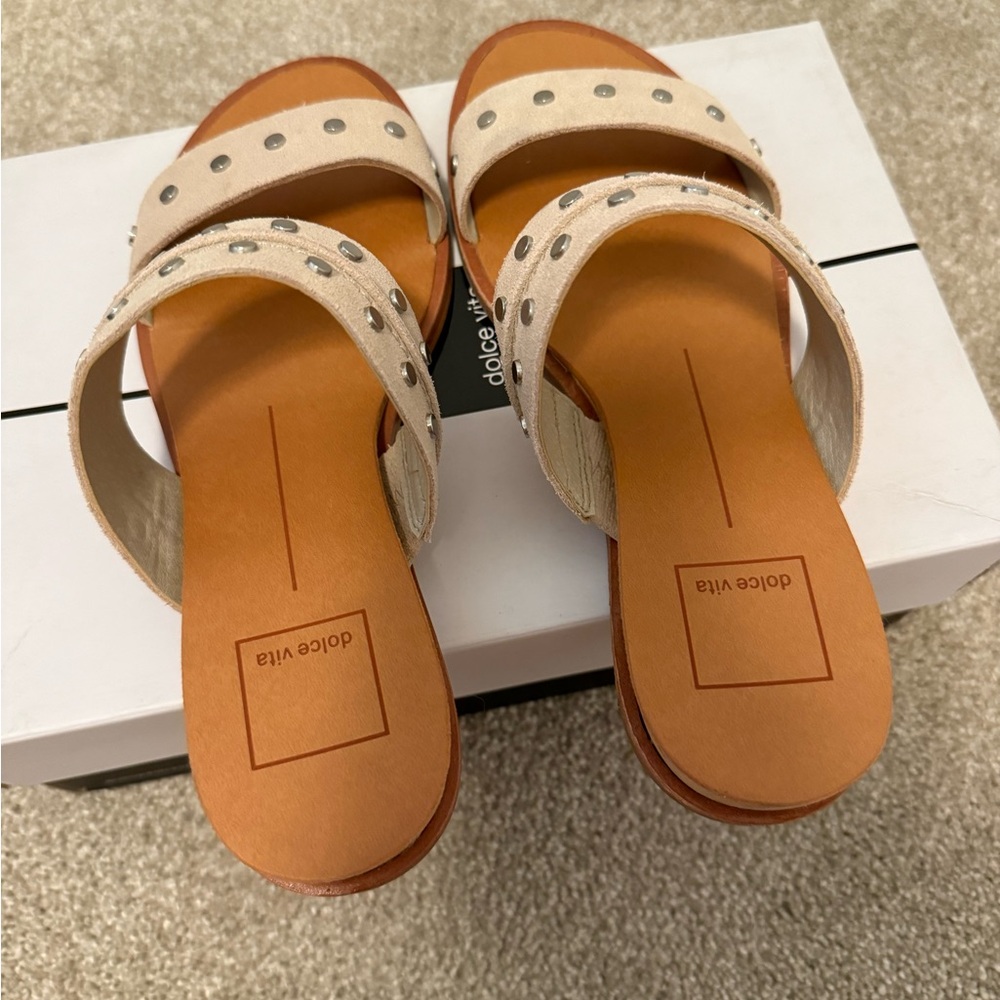 Stylish Beige Studded Sandals - image 4